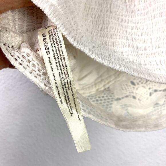 FP Free People One Crochet Boho Festival Bralette Crop Top White Medium - Picture 4 of 5